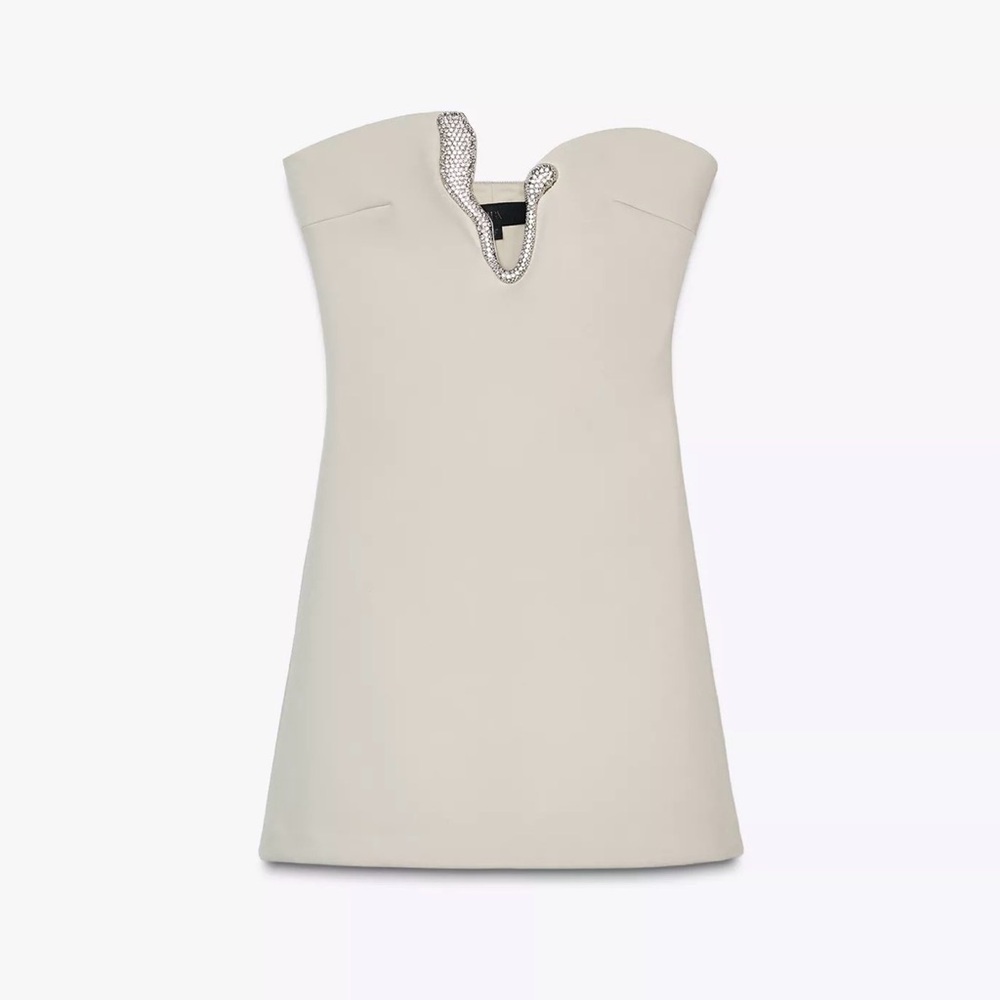 NWT - Zara Dove Grey Strapless Dress
